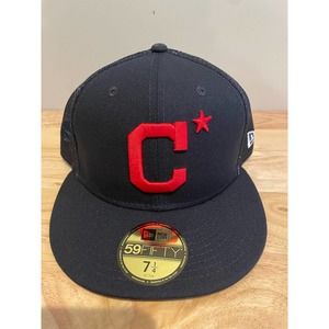 New Era Cleveland Guardians Indians 59Fifty  Fitted Mesh Back Hat Cap 7 1/4
